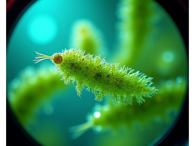 Microscopic view of advanced algae-based protein sources for fish feed